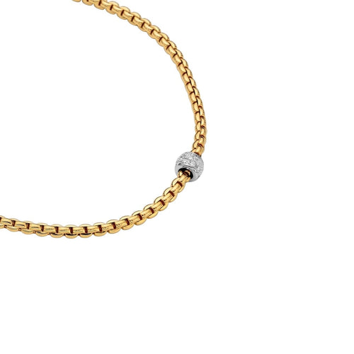 Fope Jewelry - 18KT YELLOW & WHITE GOLD EKA NECKLACE SET WITH A AND DIAMONDS RONDEL | Manfredi Jewels