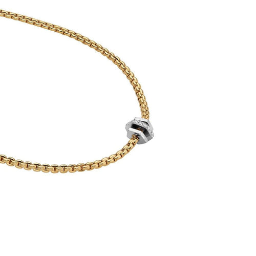 Fope Jewelry - Eka Triple Diamond Rondel 18K Yellow Gold Necklace | Manfredi Jewels