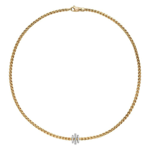 Fope Jewelry - Eka Triple Diamond Rondel 18K Yellow Gold Necklace | Manfredi Jewels