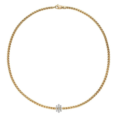 Fope Jewelry - Eka Triple Diamond Rondel 18K Yellow Gold Necklace | Manfredi Jewels