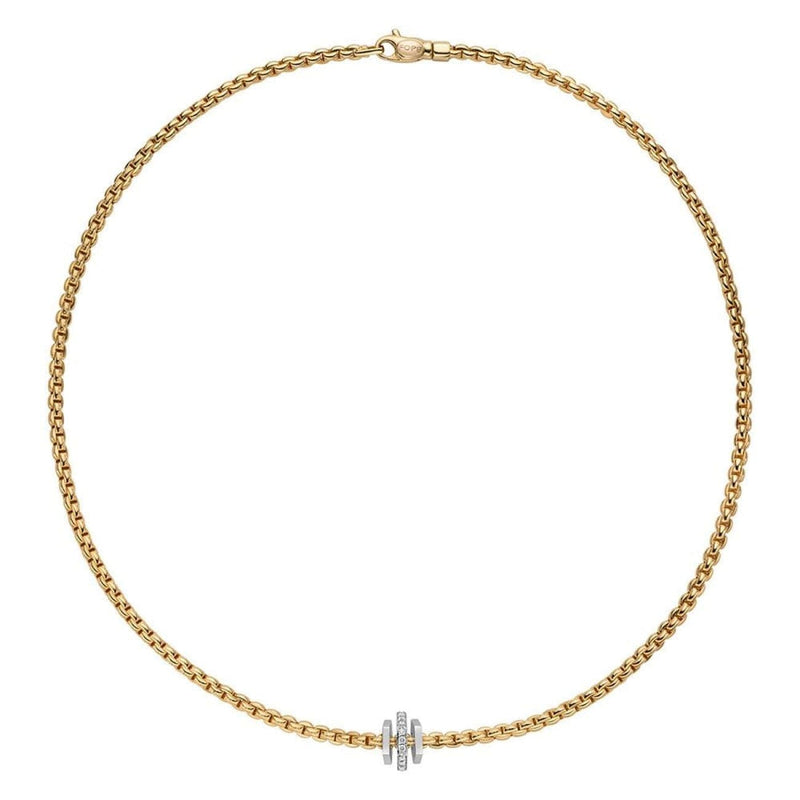 Fope Jewelry - Eka Triple Diamond Rondel 18K Yellow Gold Necklace | Manfredi Jewels