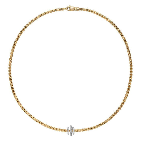 Eka Triple Diamond Rondel 18K Yellow Gold Necklace