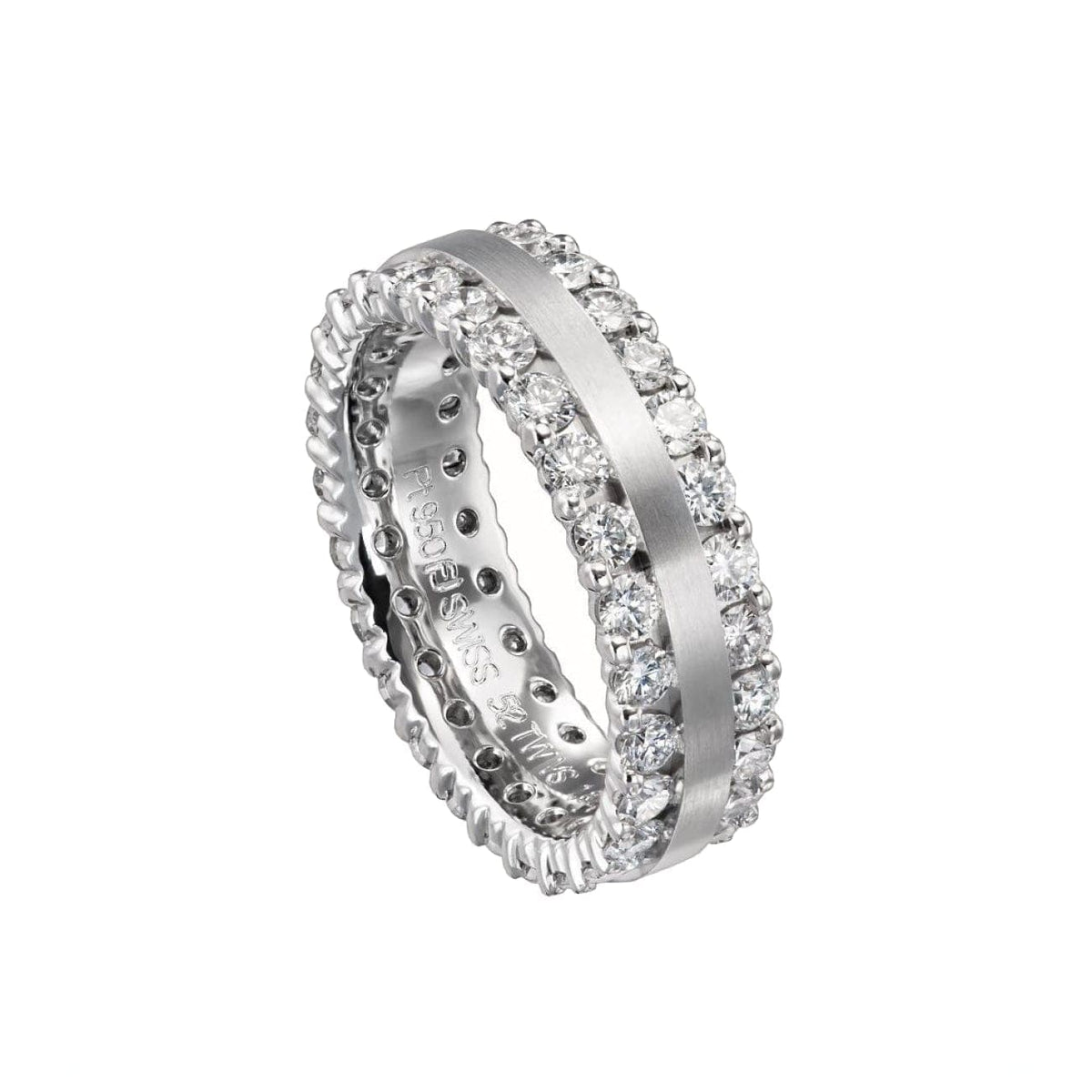 Furrer Jacot Engagement - 18K White Gold Eternity Band Set With Diamonds On The Outer Edges | Manfredi Jewels