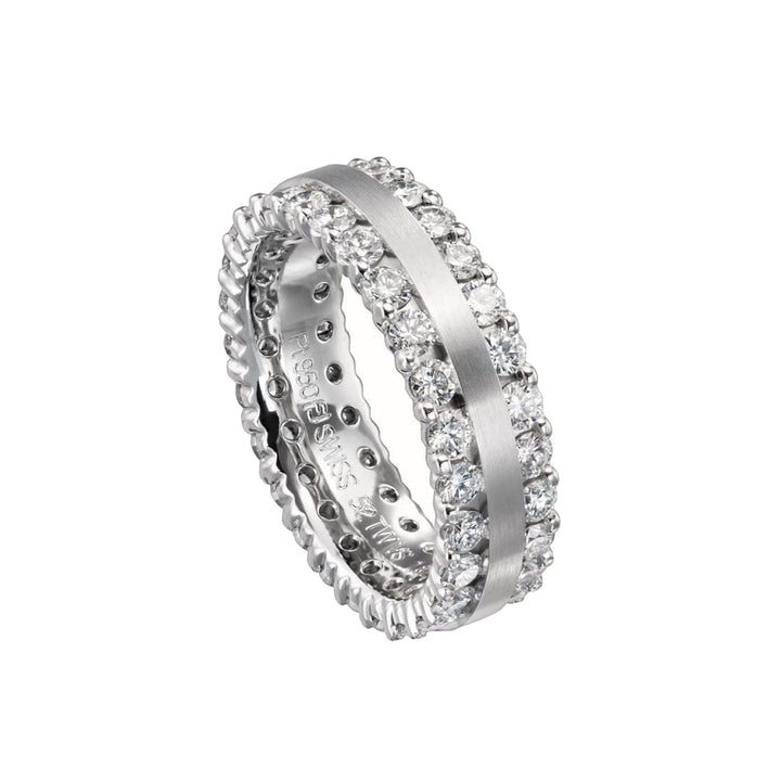 Furrer Jacot Engagement - 18K White Gold Eternity Band Set With Diamonds On The Outer Edges | Manfredi Jewels