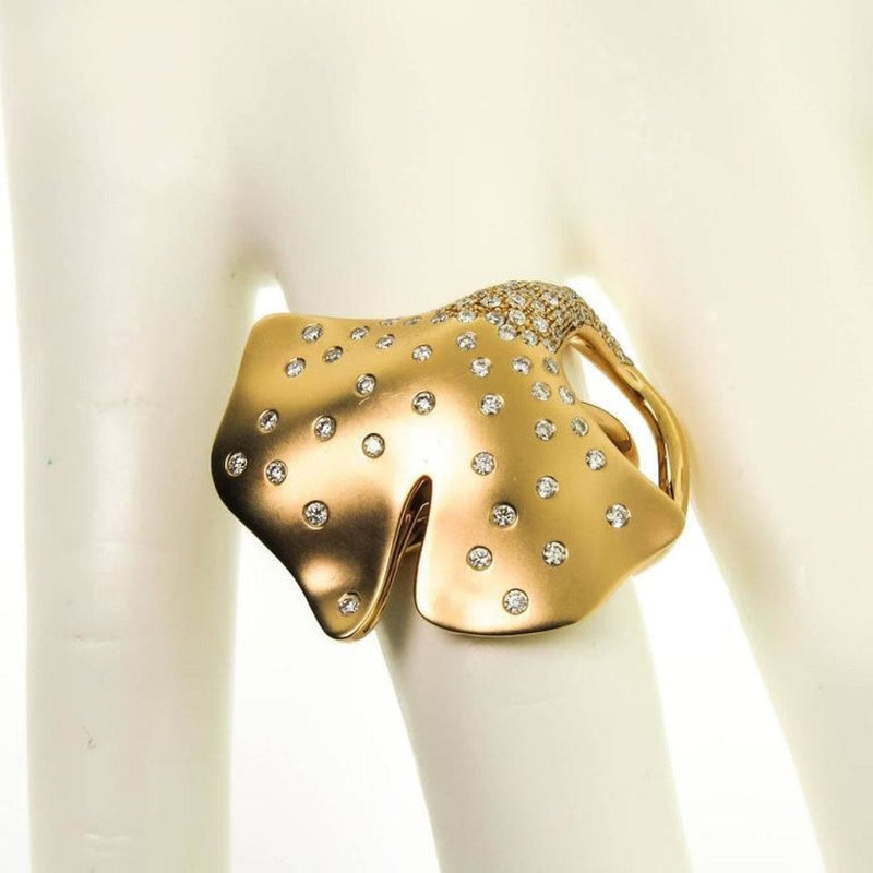 Gatto Jewelry - Diamond Gold Ginkgo Leaf Ring | Manfredi Jewels