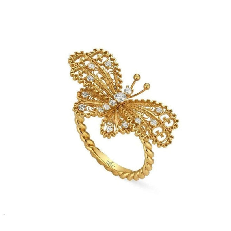 Gucci Jewelry - 18K YELLOW GOLD.26CT DIAMOND BUTTERFLY & GG MOTIF | Manfredi Jewels