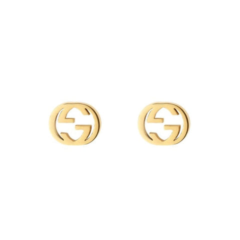 18K YELLOW GOLD INTERLOCKING G STUD EARRINGS