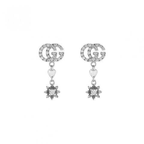 Gucci Flora 18Ct White Gold Diamond Flower Earrings