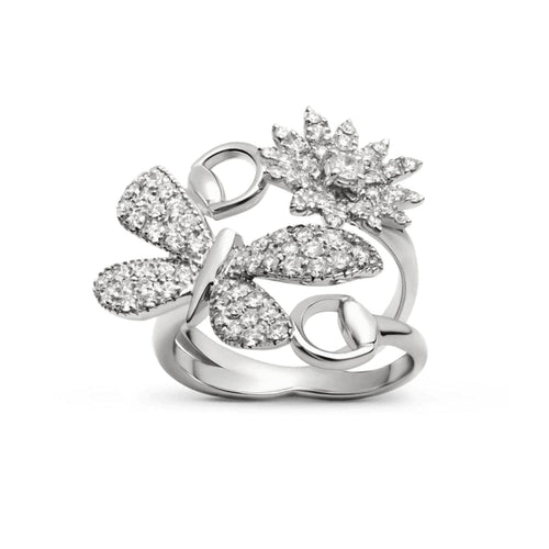 Gucci Jewelry - Flora Diamond Butterfly And Daisy Ring | Manfredi Jewels