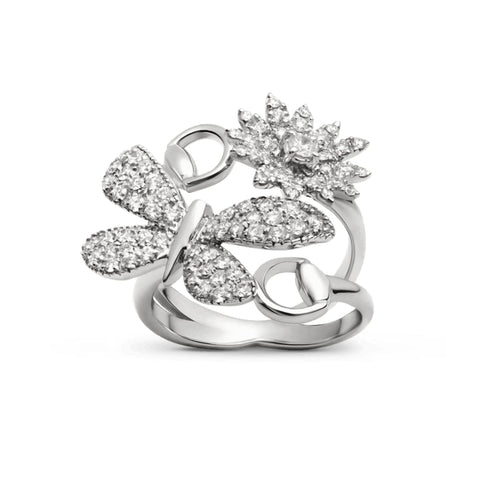 Flora Diamond Butterfly And Daisy Ring