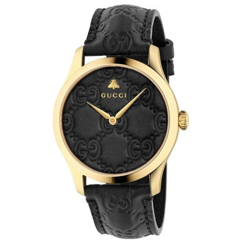 Gucci Watches - G - Timeless Black Leather Strap Watch YA1264034A | Manfredi Jewels