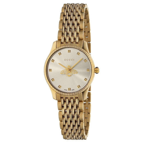 Gucci Watches - G - Timeless Slim Gold - Tone PVD Stainless Steel Bracelet Watch 29mm | Manfredi Jewels