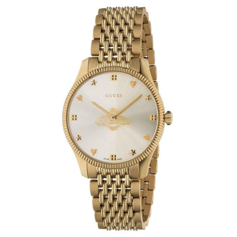 Gucci Watches - G - TIMELESS SLIM SILVER DIAL GOLD TONE WATCH | Manfredi Jewels