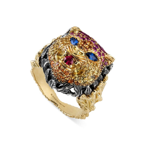 Lion Sapphies And Rubies Ring