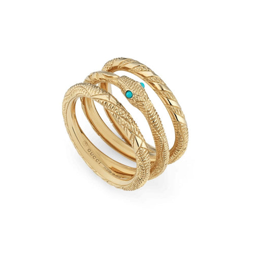 Gucci Jewelry - OUROB RING WITH 3 LOOPS TURQUOISE | Manfredi Jewels