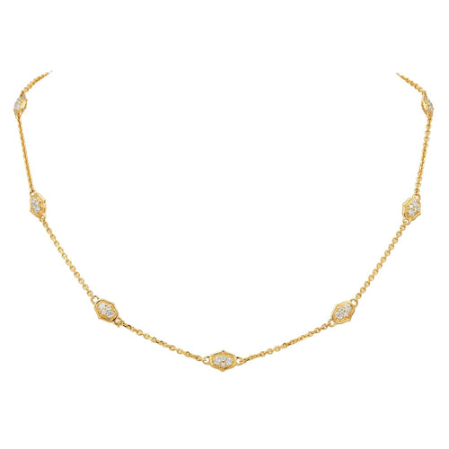 Gumuchian Jewelry - 18k YELLOW GOLD SECRET GARDEN STATION DIAMOND NECKLACE | Manfredi Jewels