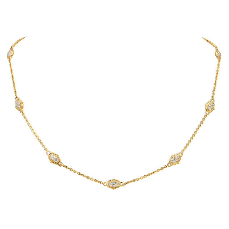 Gumuchian Jewelry - 18k YELLOW GOLD SECRET GARDEN STATION DIAMOND NECKLACE | Manfredi Jewels