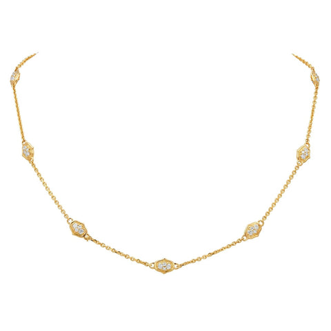 18K Yellow Gold & Diamond 'Secret Garden' Station Necklace