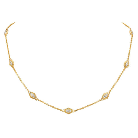 18k YELLOW GOLD SECRET GARDEN STATION DIAMOND NECKLACE