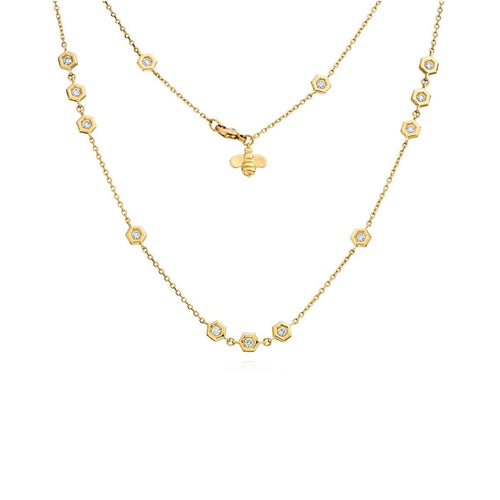 Gumuchian Jewelry - 18KT YELLOW GOLD AND DIAMONDS MINI BEE 18’ STATION NECKLACE | Manfredi Jewels