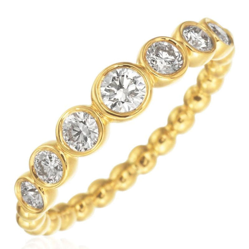 Gumuchian Jewelry - 18KT Yellow Gold Diamond Nutmeg Medium Single Row Ring | Manfredi Jewels
