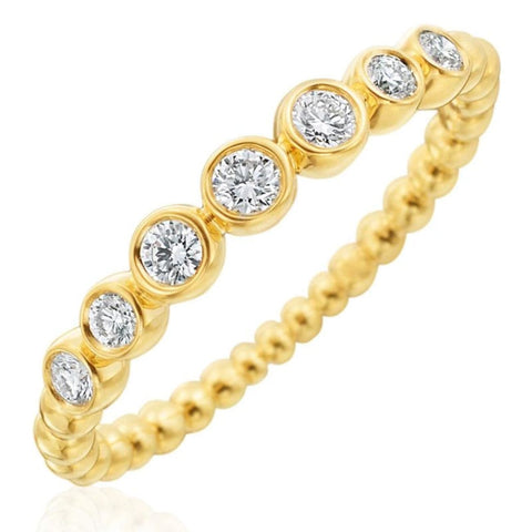 18KT Yellow Gold Diamond Nutmeg Single Row Ring