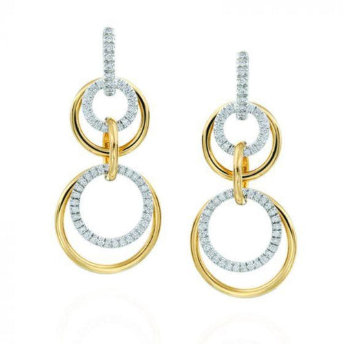 Gumuchian Jewelry - 18KT YELLOW & WHITE GOLD MOONPHASE LONG CONVERTIBLE EARRINGS | Manfredi Jewels