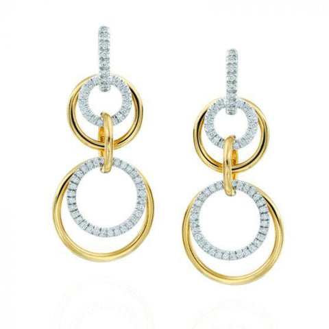 18KT YELLOW & WHITE GOLD MOONPHASE LONG CONVERTIBLE EARRINGS