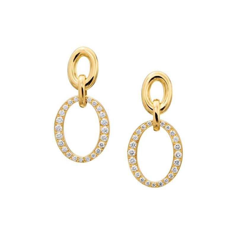 Gumuchian Jewelry - Carousel 18k Yellow Gold Double Link Diamond Earrings | Manfredi Jewels