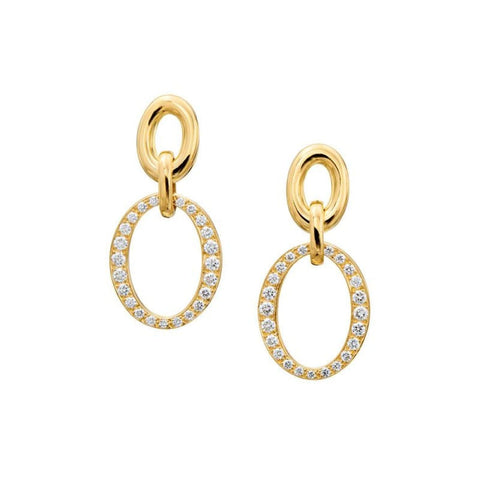 Carousel 18k  Yellow Gold Double Link Diamond Earrings