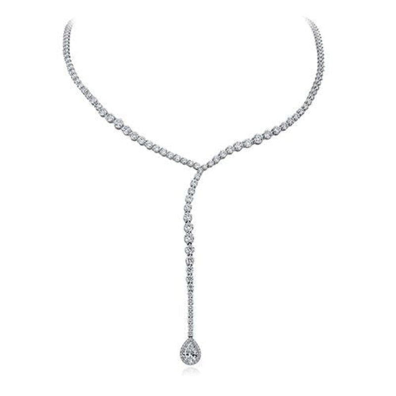 Gumuchian Jewelry - CASCADE RIVIERA 18K WHITE GOLD DIAMOND PEAR DROP NECKLACE | Manfredi Jewels