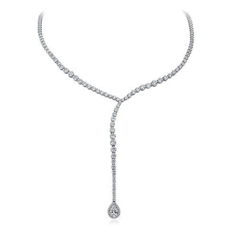 CASCADE RIVIERA 18K WHITE GOLD DIAMOND PEAR DROP NECKLACE