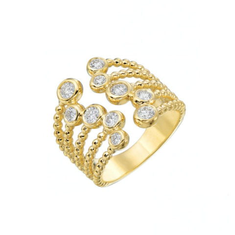 Gumuchian Nutmeg Beaded Cuff 0.73 Carat Diamond Ring 18k