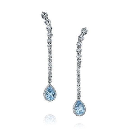 Gumuchian Jewelry - PLATINUM CASCADE RIVERA EARRINGS SET WITH DIAMONDS AQUAMARINE | Manfredi Jewels