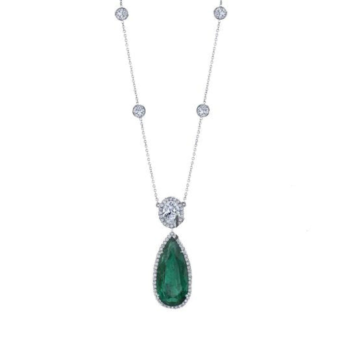 Joshua J Jewelry - Manfredi Jewels - Pear Shape green emerald necklace | Manfredi Jewels