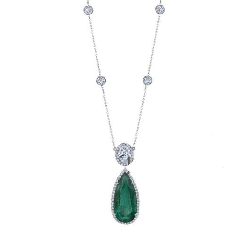 Joshua J Jewelry - Manfredi Jewels - Pear Shape green emerald necklace | Manfredi Jewels