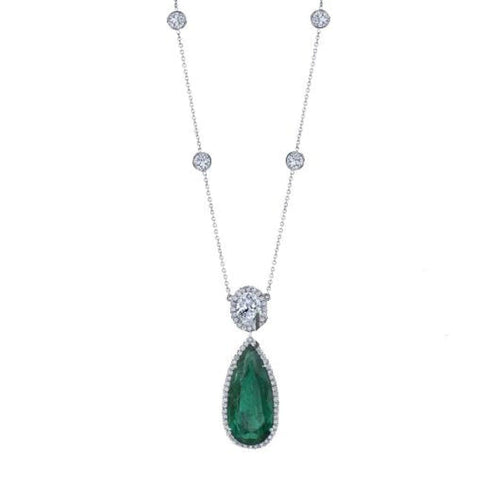 Joshua J Jewelry - Manfredi Jewels Pear Shape green emerald necklace