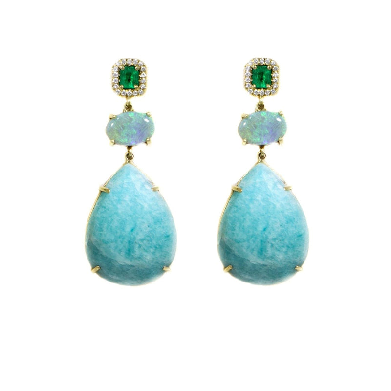 Lauren K Jewelry - Amazonite Opal and Emerald Drop Earrings | Manfredi Jewels