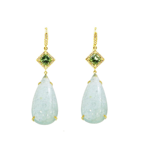 Lauren K Jewelry - AQUAMARINE TEAR DROP EARRINGS | Manfredi Jewels