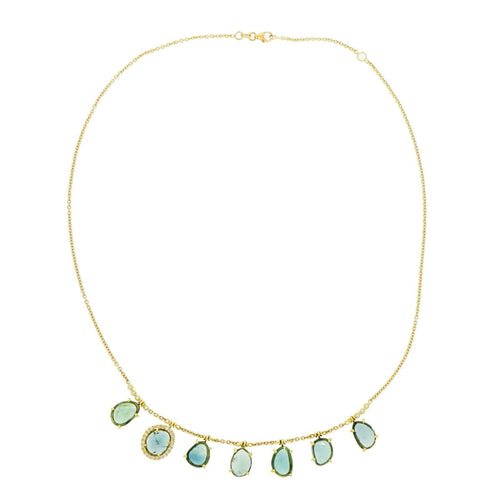 Lauren K Jewelry - Fringe Tourmaline Yellow Gold Necklace | Manfredi Jewels