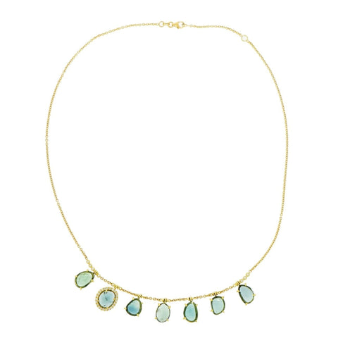Fringe Tourmaline Yellow Gold Necklace