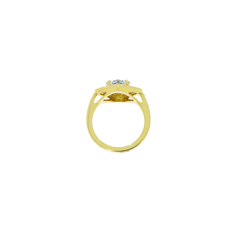 Lauren K Jewelry - Kite shaped Aquamarine & Yellow Gold Ring | Manfredi Jewels