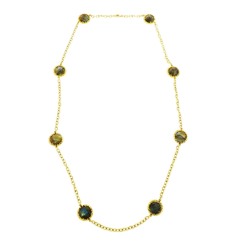 Lauren K Jewelry - Labradorite Yellow Gold Station Necklace | Manfredi Jewels