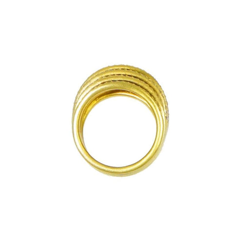 Layered Diamond Yellow Gold Open Domed Ring