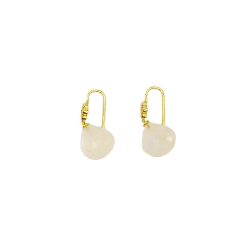 Lauren K Jewelry - Moonstone & Diamond Drop Yellow Gold Earrings | Manfredi Jewels