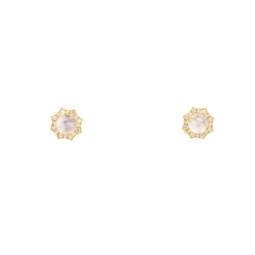 Lauren K Jewelry - Moonstone & Diamond Rose Gold Stud Earrings | Manfredi Jewels