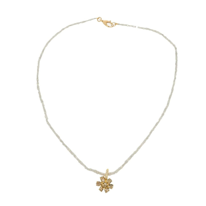 Lauren K Jewelry - Natural faceted Raw Diamond Necklace with Flower | Manfredi Jewels