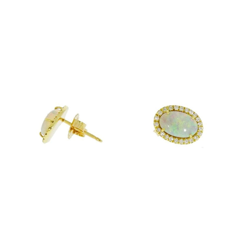 Lauren K Jewelry - Opal & Diamond Yellow Gold Stud Earrings | Manfredi Jewels
