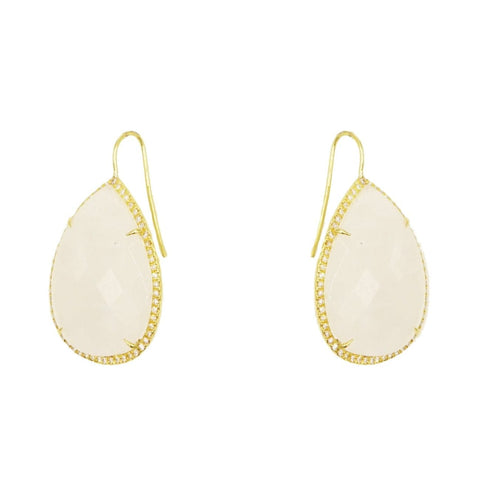 Pear shaped Faceted Moonstone Drop Earrings