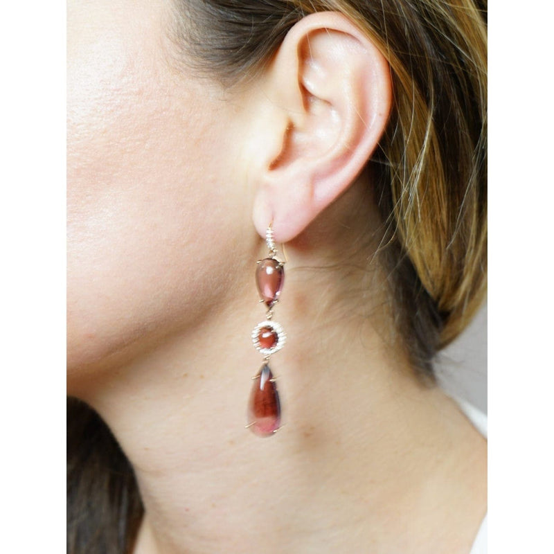 Lauren K Jewelry - Pink Tourmaline and Diamond Drop Earrings | Manfredi Jewels